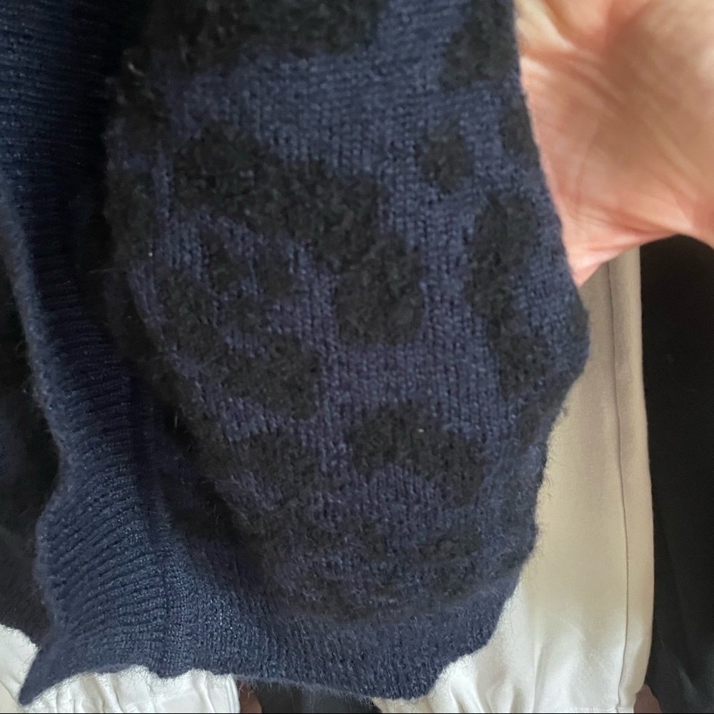 Iro Stema Navy Leopard Print Open Shawl Cardigan … - image 6